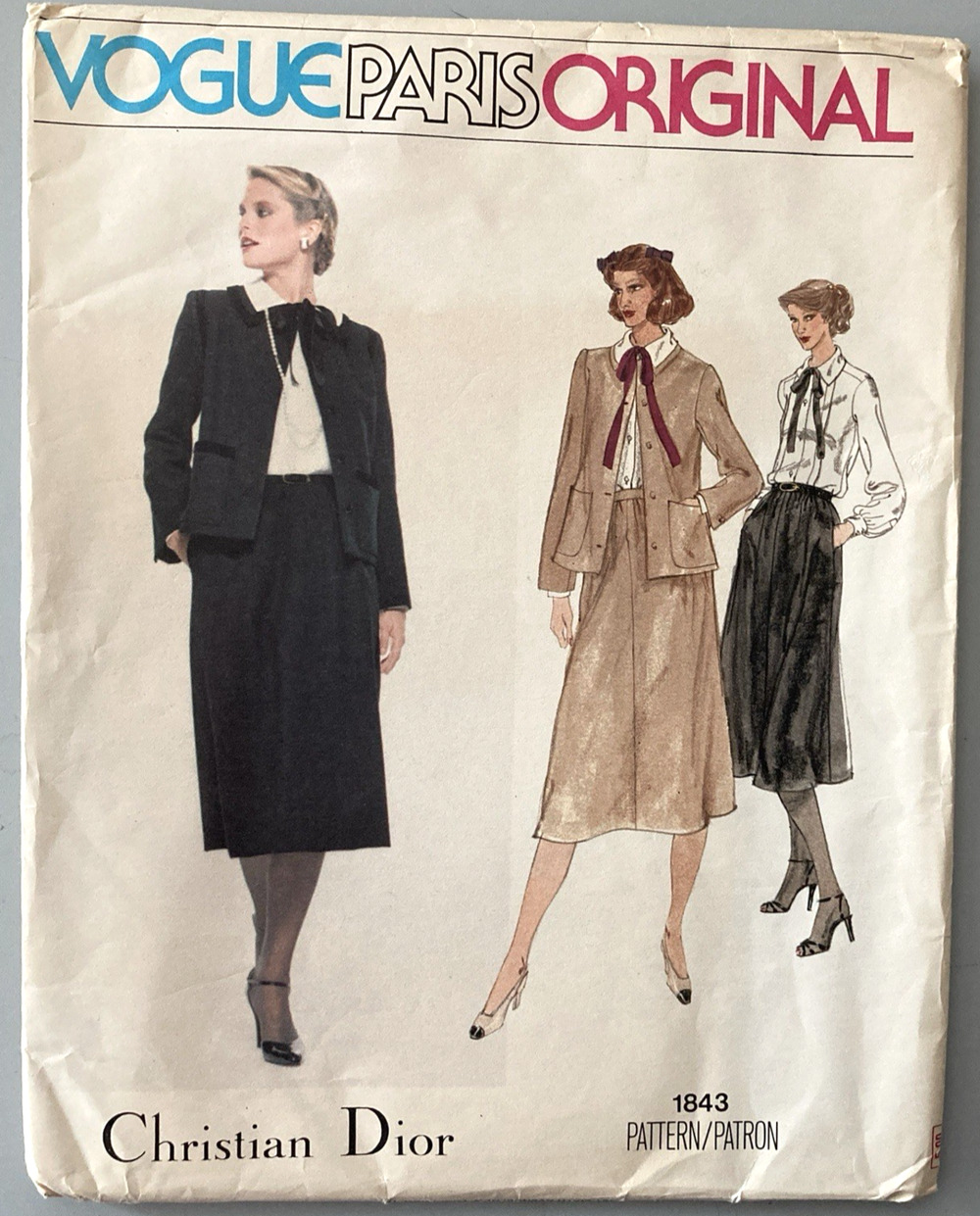 Vogue Paris Original Christian Dior Pattern 1843 Jacket Blouse Skirt UNCUT Sz 10